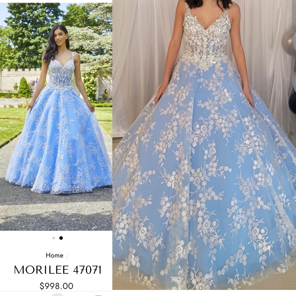 Morilee Blue Floral Ball Gown